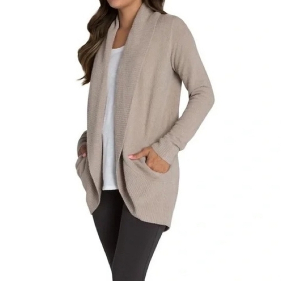 Barefoot Dreams Sweaters - Barefoot Dreams Cozy Chic Lite Circle Cardi In Taupe Size Medium.